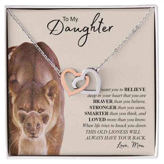 My Daughter | Braver Stronger Smarter - Interlocking Hearts Necklace
