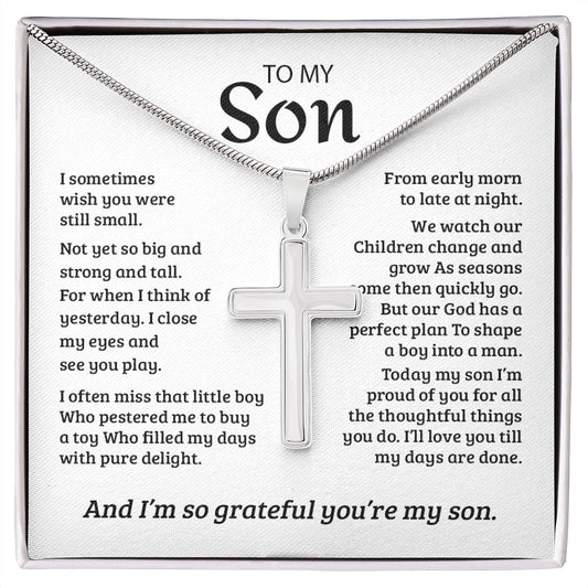 My Son | So Grateful - Stainless Steel Cross Necklace